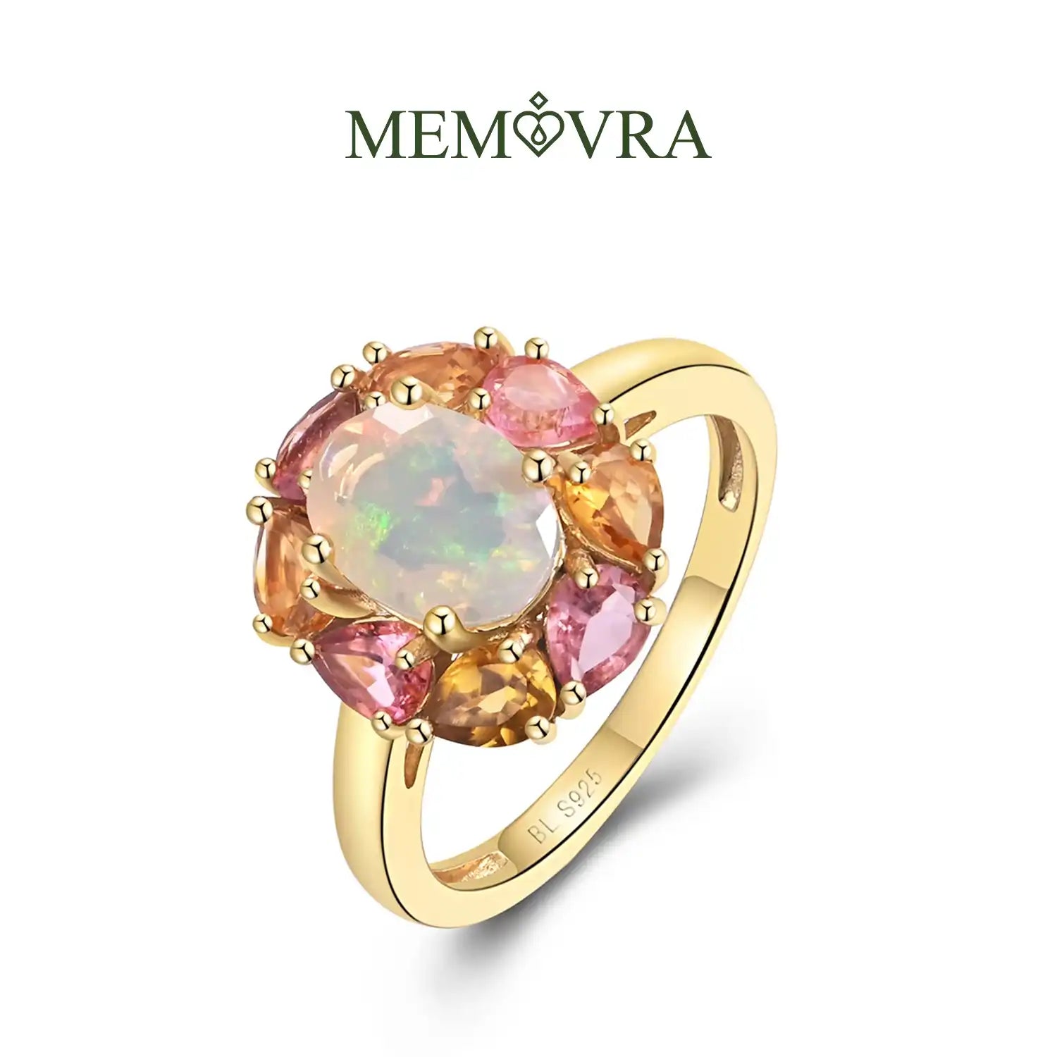 Colorful Opal & Tourmaline Gemstone Sterling Silver Ring